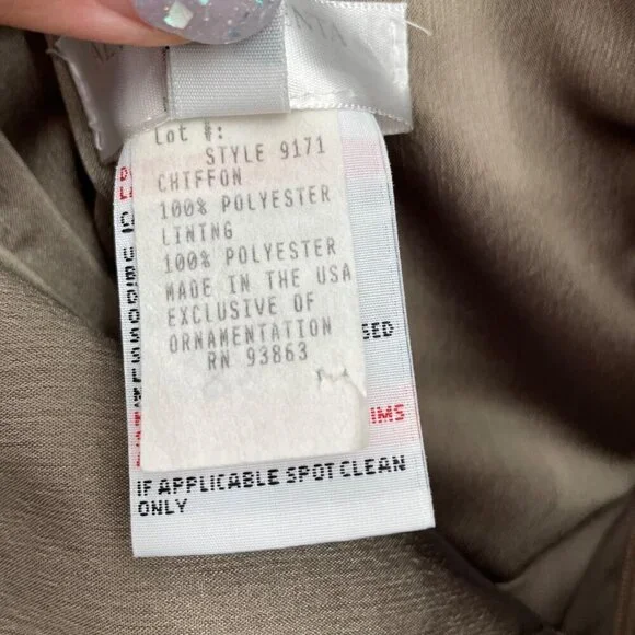 Alvina Valenta Taupe Sweetheart Neck Prom Chiffon Bridesmaid Dress Womens Size 6 - Picture 8 of 11